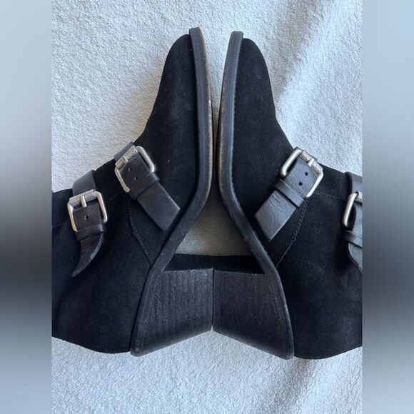 ALLSAINTS Lulu Triple Buckle Ankle Boot size 39 US 9 Black suede leather straps - Picture 12 of 13